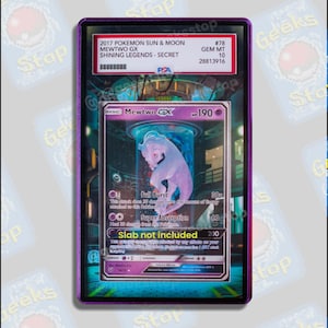 Mewtwo GX Mewtube PSA CGC Beckett | Grande vitrine artistique pour cartes Pokémon graduées