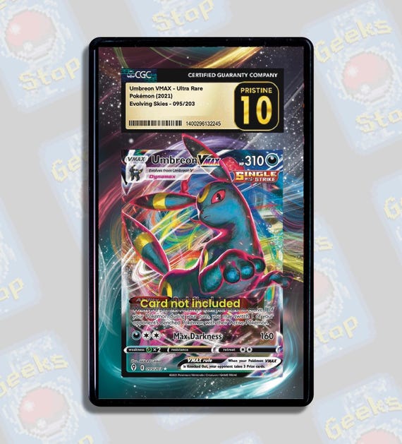 Umbreon VMAX ホロカード + スタンド Umbreon VMAX Alternate Art Extended Art Custom Display Case for