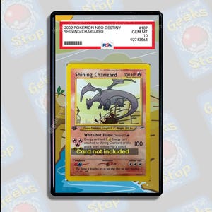 Dracaufeu brillant PSA CGC Beckett | Grande vitrine artistique pour cartes Pokémon graduées