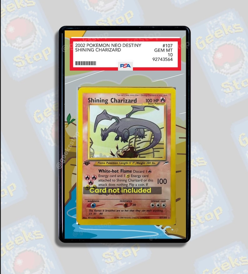 Leuchtendes Glurak PSA CGC Beckett | Große Kunst Vitrine für Graded Pokemon Karte Bild 1