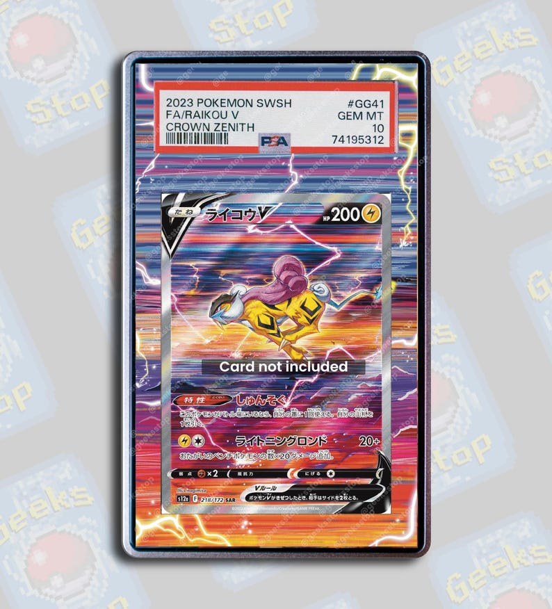 Raikou V PSA TAG Beckett | Extended Art Display Case for Pokemon Card