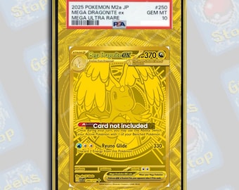 Mega Dragonite ex Gold Hyper Rare PSA TAG Beckett | Extended Art Display Case for Graded Card