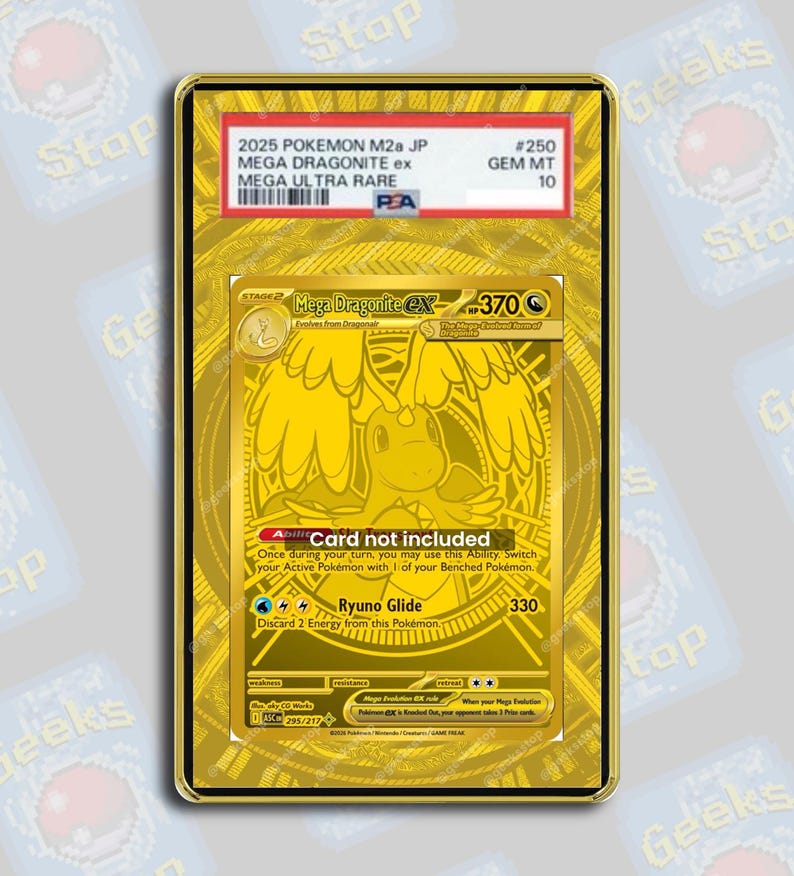 Mega Dragonite ex Gold Hyper Rare PSA TAG Beckett | Extended Art Display Case for Graded Card