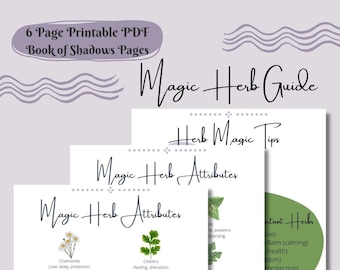 Magic Herb Guide | Common Herb Uses | Herbal Magic Template | Grimoire Pages for Beginners | Book of Shadows Pages | Kitchen Witch