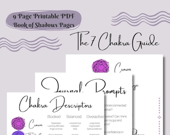7 Chakras Guide | Chakra Tips | Chakra Journal Prompts | Chakra Affirmations | Grimoire Pages for Beginners