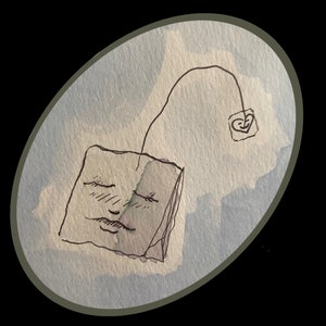 Bolsita de té de acuarela Pegatina