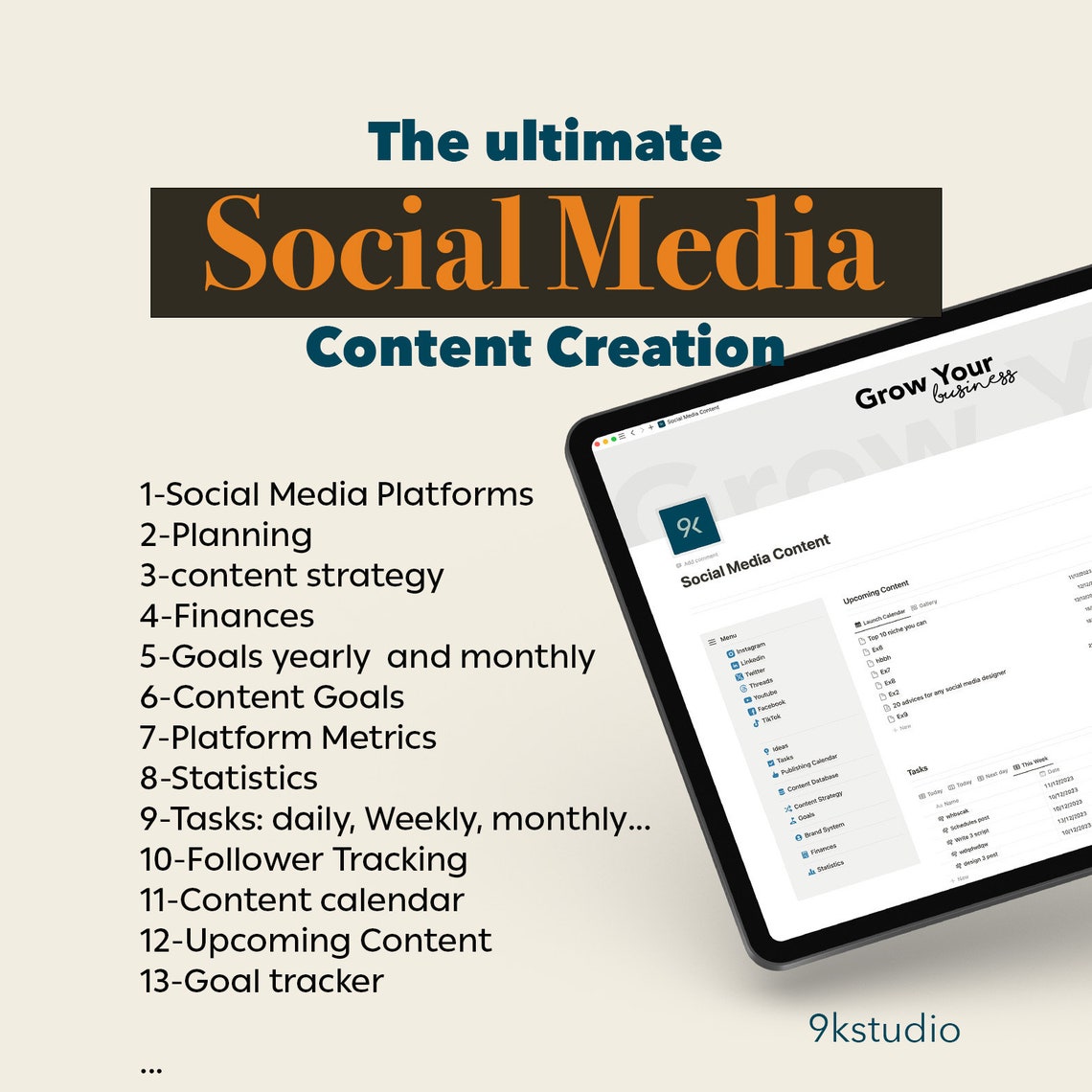 The Ultimate Social Media Content Creation, Notion Template, Content Planner, Notion Social ...