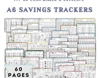 A6 Saving Challenge, Saving tracker, Cash Envelope Inserts, Printable Funds, Budget, Finance Planner, Digital GoodNotes, Printable PDF Page