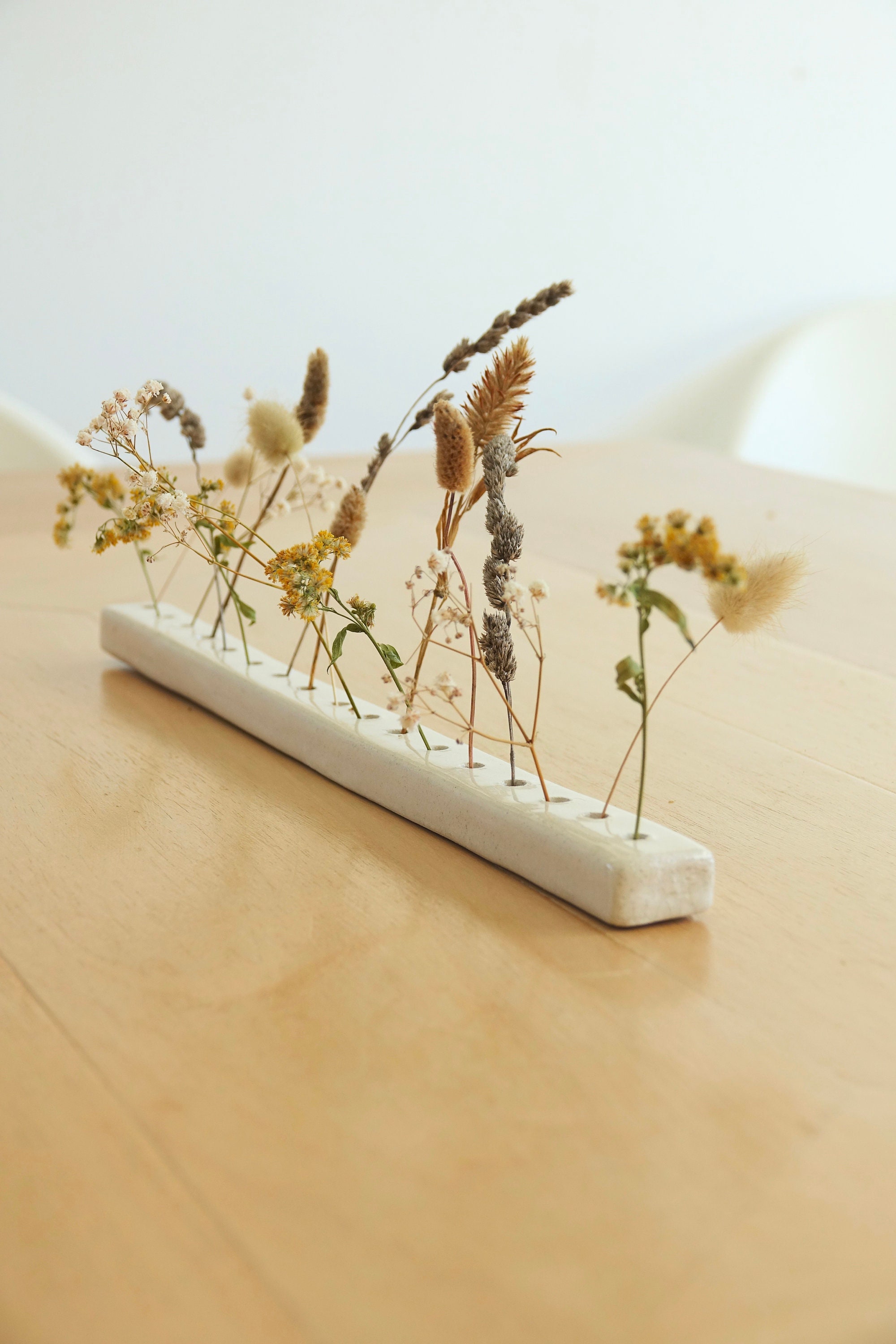 GHY Decor Natural Dried Flowers in Wooden Strip, Flowergram, Pack of 2  Includes Two Sets of Wooden Flower Arrangements 