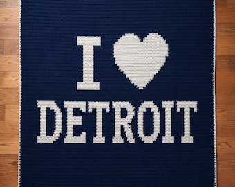 I Love Detroit Overlay Mosaic Crochet Blanket Pattern: Beginner Friendly, Instant Digital Download