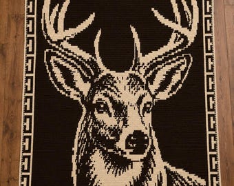 Deer Overlay Mosaic Crochet Blanket Pattern: Beginner Friendly, Instant Digital Download