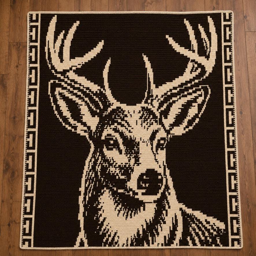 39 Deer Crochet Patterns for Woodland, Holiday, and Amigurumi Projects 35 Deer Overlay Mosaic Crochet Blanket Pattern: Beginner