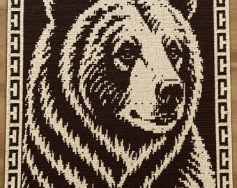 クマの重ね合わせモザイクかぎ針編みブランケットのパターン：初心者向け、即時デジタルダウンロード