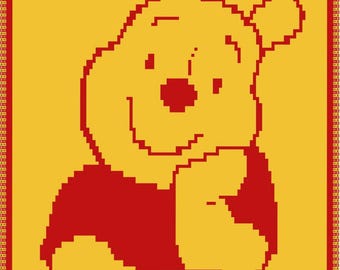 くまのプーさんベビーブランケットオーバーレイモザイクかぎ針編みパターン：初心者向け、即時デジタルダウンロード