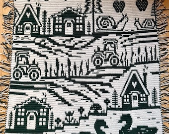 Countryside Village Overlay Mosaic Crochet Blanket Pattern: Beginner Friendly, Instant Digital Download