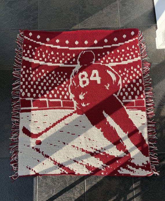 Hockey Player Overlay Mosaic Crochet Blanket Pattern: Beginner Friendly, Instant Digital Download