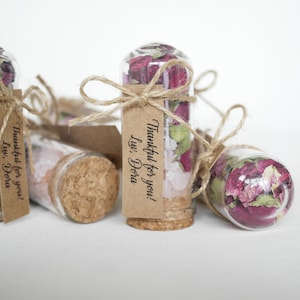 Min.100 Rose Bath Salt Favors,Wedding Favors for guests,Bridal shower favors, Bath Salts,Baptism favors,Test tube bath salts