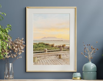 Cape Town at Sunset, Table Mountain, South Africa. Printable Wall Art X 1 PDF up to A3 size. Cape Town Print for picture frames at home.