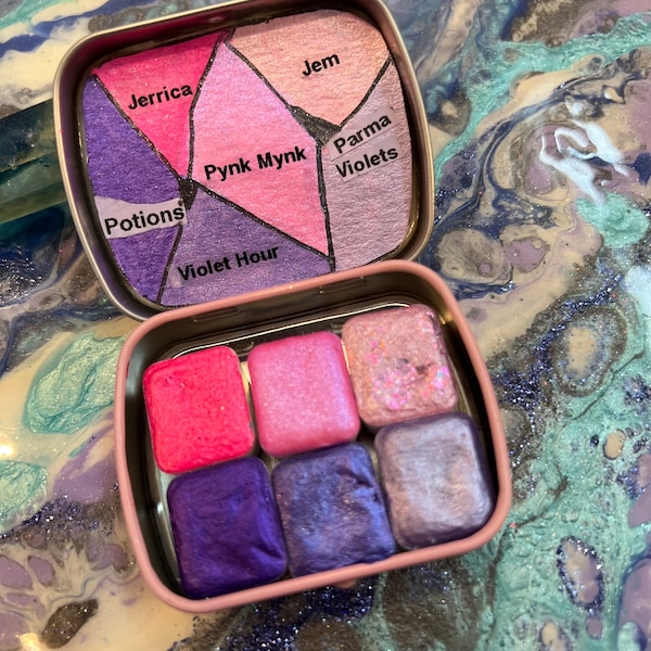 The Pinks JEM vs BARBIE Shimmering  handmade watercolor set!