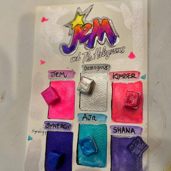 Showtime Synergy! Jem & the holograms handmade watercolor set!