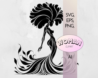 Full Length Woman Tree SVG | Afro Woman PNG | Empowerment Black maiden Goddess Nature Digital Clipart Png Eps Ai