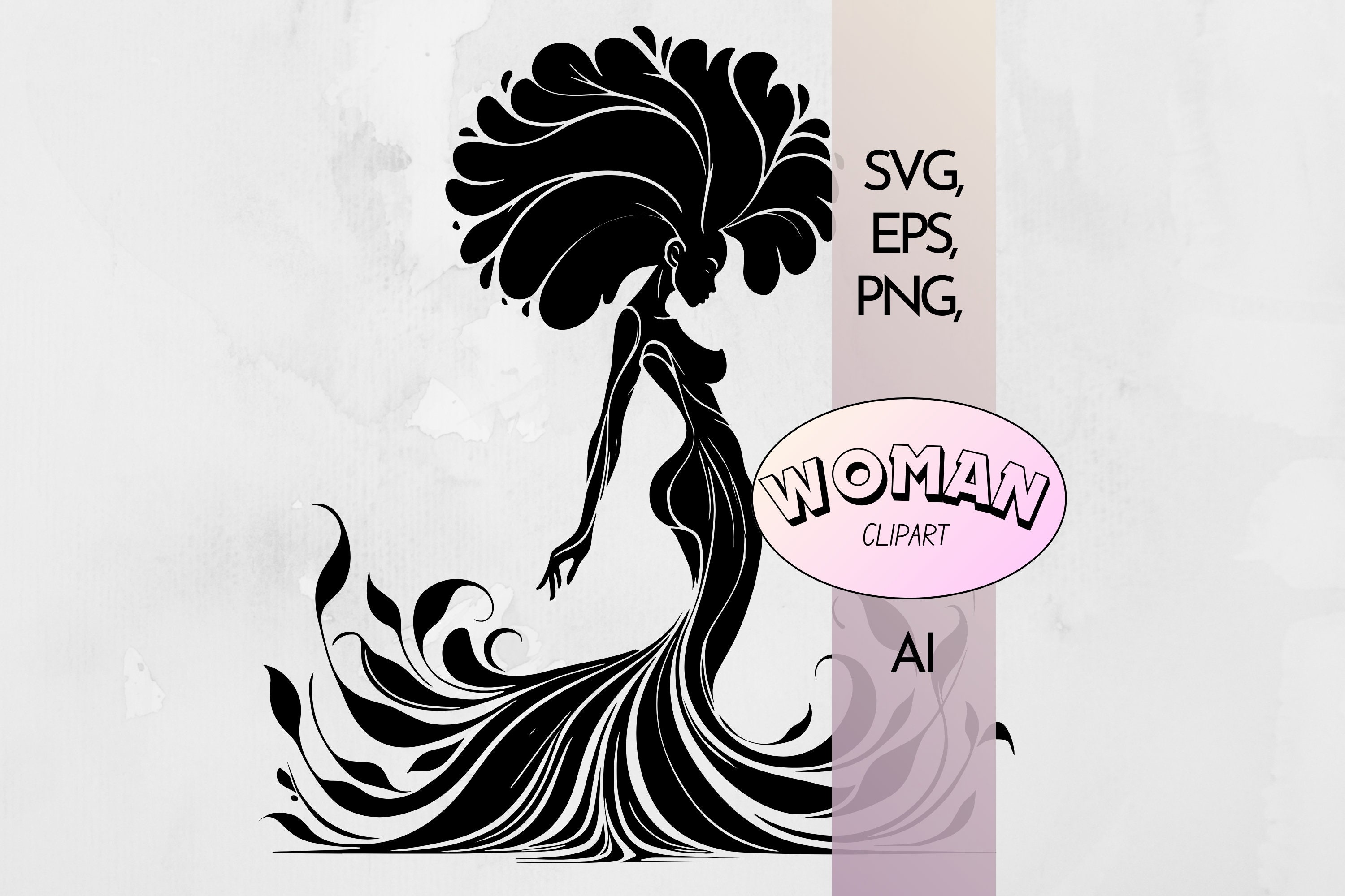 Full Length Woman Tree SVG | Afro Woman PNG | Empowerment Black maiden Goddess Nature Digital Clipart Png Eps Ai
