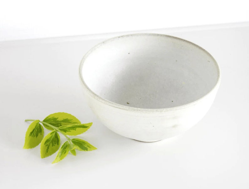 White Coated Bowl Handmade in Japan Stoneware Ceramic Pottery image 2