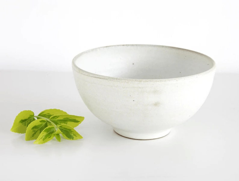 White Coated Bowl Handmade in Japan Stoneware Ceramic Pottery image 1