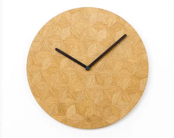 Oak Hoek Clock, Modern Wall Clock, Handmade in Japan for Modern Interior