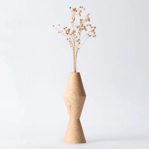 Hinoki Wooden Minimalist Vase Large Modern Kitchen Object Handmade in Japan image 1