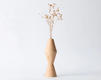 Hinoki Wooden Minimalist Vase Large | Modern Kitchen Object | Handmade in Japan