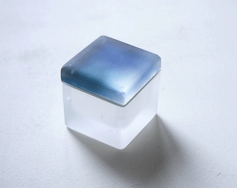 Blue Ripple Glass Box | Handcrafted Artisan Glass Jewelry Box | Unique Home Decor | Stylish Trinket Storage