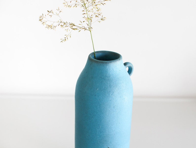 Blue Pigment Vase Handmade in Japan Stoneware Ceramic Pottery image 4