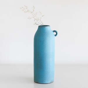 Blue Pigment Vase Handmade in Japan Stoneware Ceramic Pottery image 3