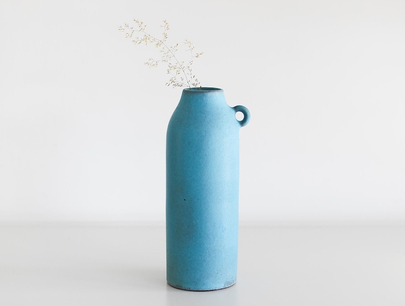 Blue Pigment Vase Handmade in Japan Stoneware Ceramic Pottery image 3