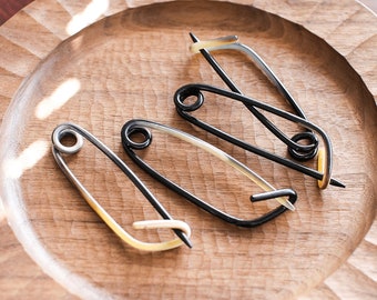 Horn Safety Pin | Handmade Clothing/Hair Pin | Handcrafted in Denmark