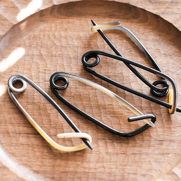 Horn Safety Pin | Handmade Clothing/Hair Pin | Handcrafted in Denmark