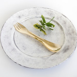 Brass Spork Elegant Dining Utensil Unique Metal Spoon Fork Combo Handcrafted Brass Cutlery image 1