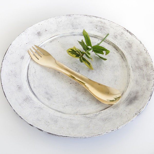 Brass Spork | Elegant Dining Utensil | Unique Metal Spoon Fork Combo | Handcrafted Brass Cutlery