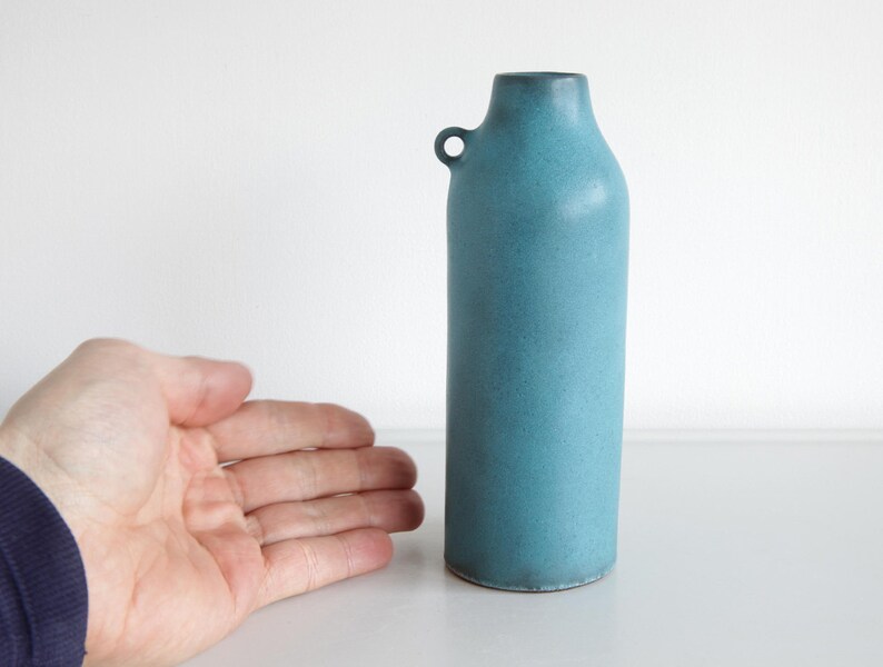 Blue Pigment Vase Handmade in Japan Stoneware Ceramic Pottery image 7