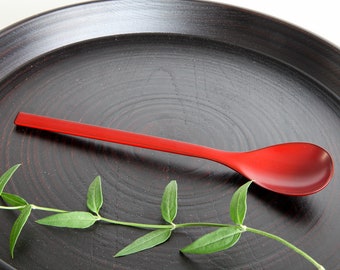 Red Lacquer Spoon | Handmade in Japan | Lacquered Urushi Woodwork