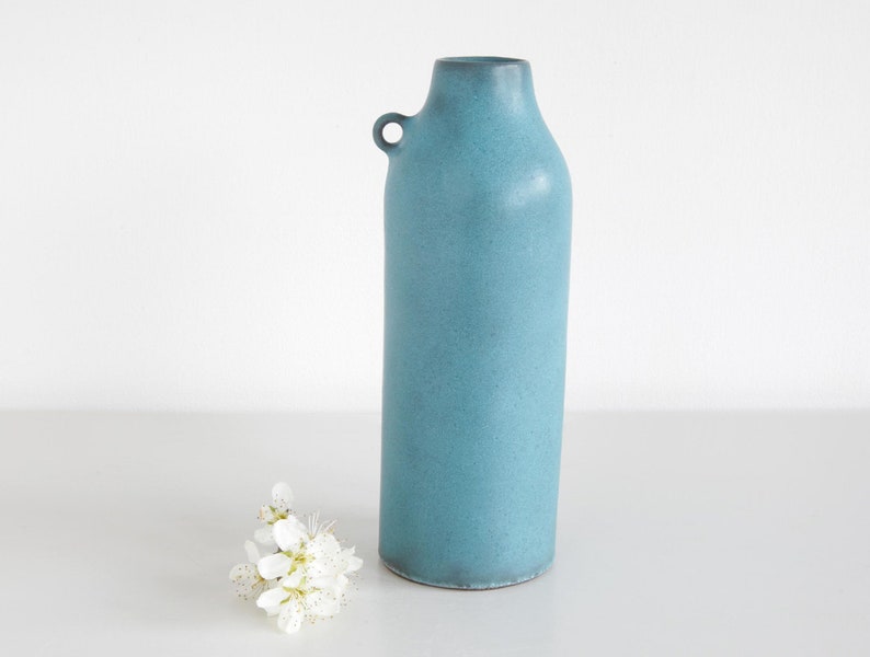 Blue Pigment Vase Handmade in Japan Stoneware Ceramic Pottery image 2