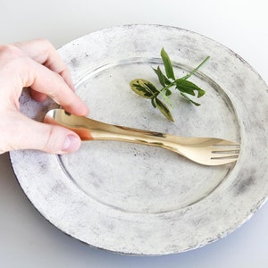 Brass Spork Elegant Dining Utensil Unique Metal Spoon Fork Combo Handcrafted Brass Cutlery image 2
