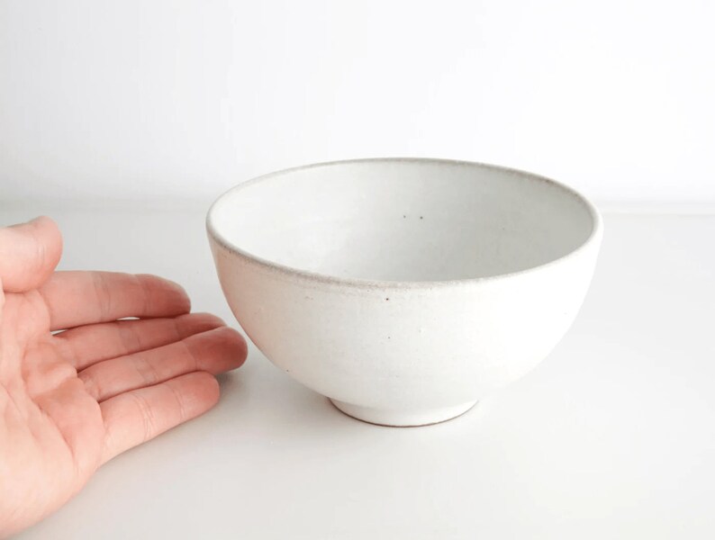 White Coated Bowl Handmade in Japan Stoneware Ceramic Pottery image 4