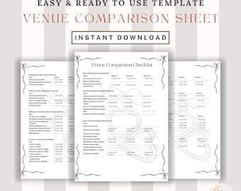 Venue Comparison Sheet | Printable Tour Checklist | Side-by-Side Planning Template | Wedding Planning Tool