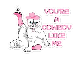 Cowboy Cat Vinyl Sticker, Taylor Swift Inspired, Evermore Merch