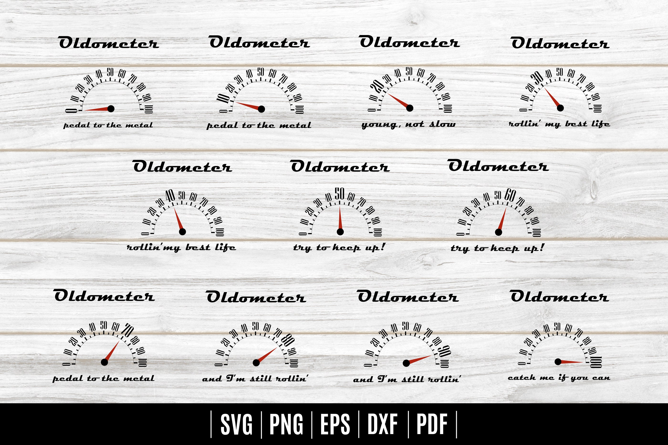 0 - 100th Birthday Svg, Oldometer Bundle Svg, Birthday Boy Svg, Birthday Girl Svg, Car Svg, Cricut, Silhouette, jpg, dxf, eps, png
