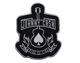 Sew On Purple Country Music JOHNNY CASH Embroidered Patch 2.25” x 4.75” Iron 