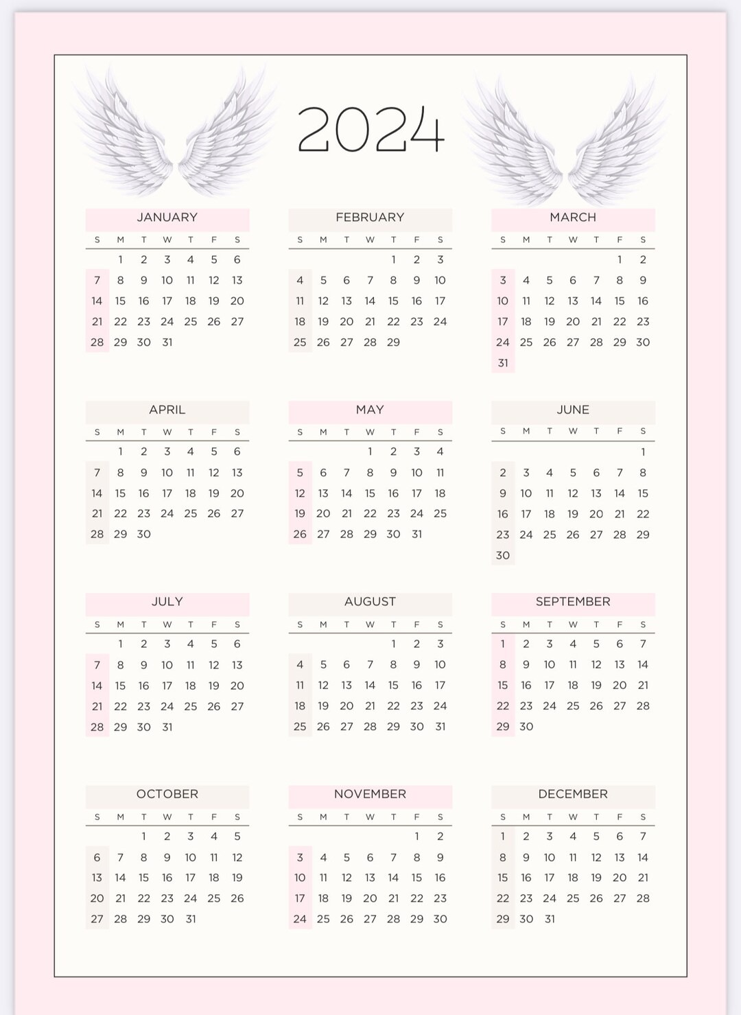 Year Planner Calendar 2024 - Etsy UK