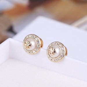 Tory burch Natalie Domed White Pearl stud earrings